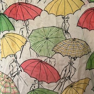 Vintage 1950s-1960s Glentex Silk Scarf Ladies And Umbrellas Pattern Wounded Bird